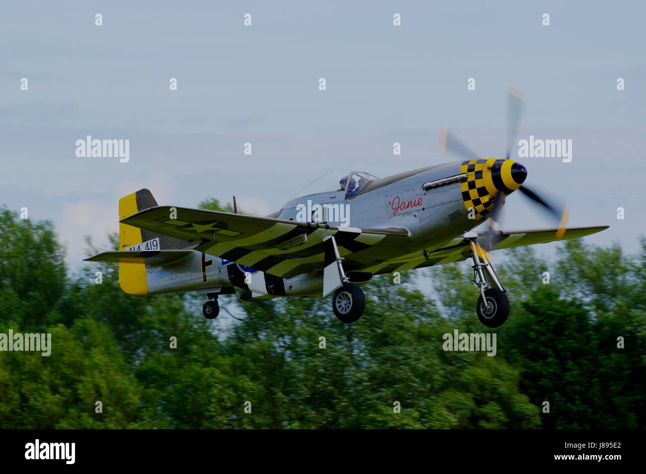 P-51D,  Mustang 45-11518, `Janie` G-CLNV, at East Kirkby, G-CLNV, Stock Photo